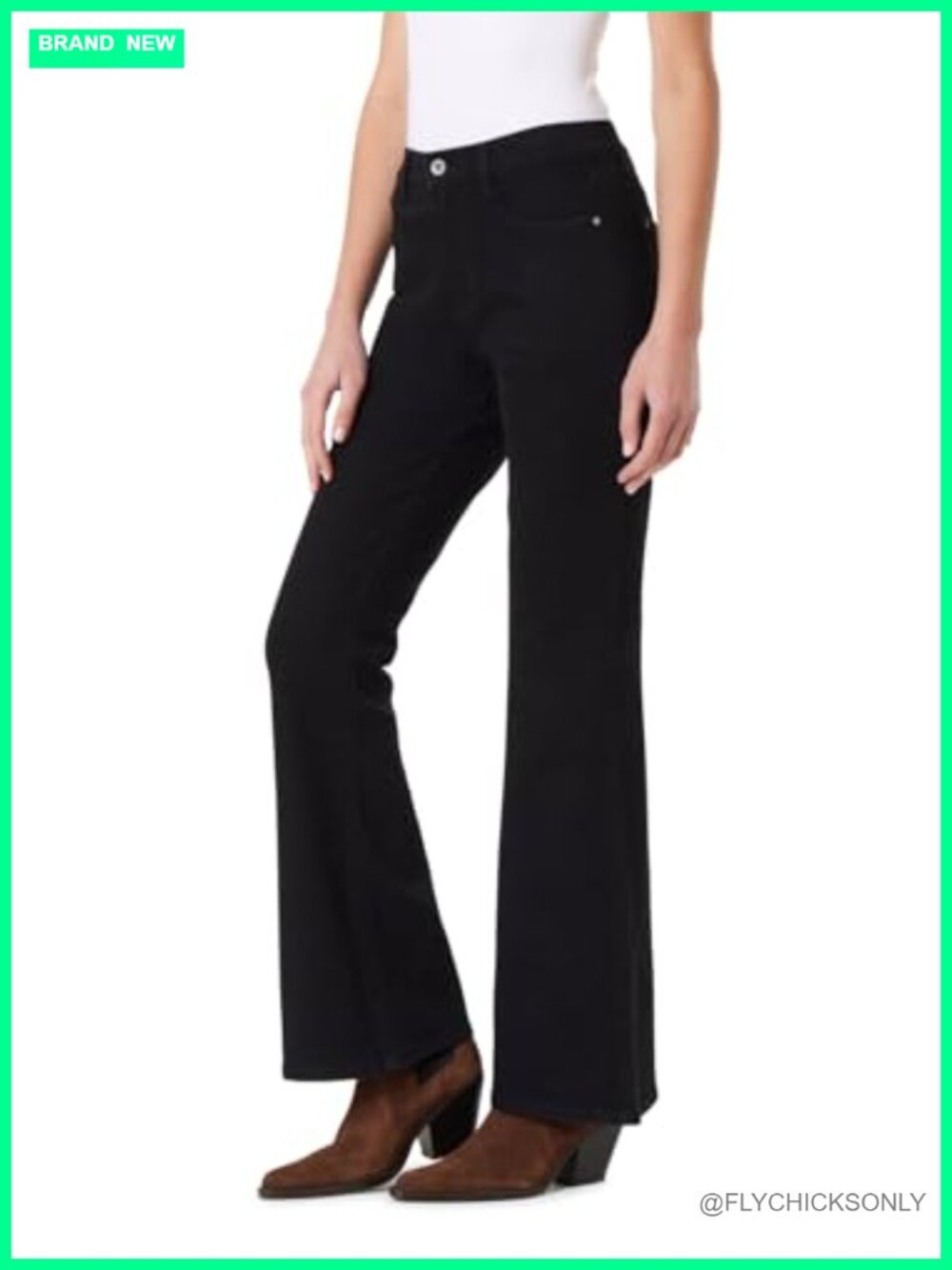 Women's Curvy Super Flare High Rise Jeans Exposed Button